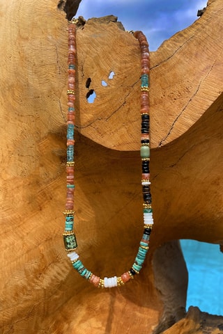 Collar - Aventurina, apatita, ojo de tigre,  turquesa, ágata y aventurina