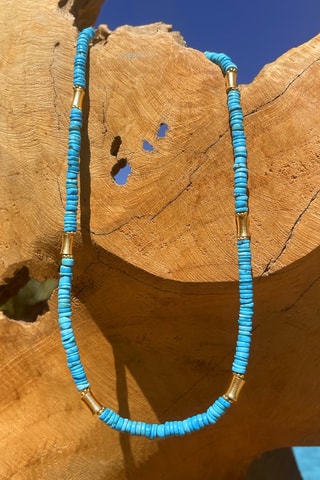 Collar bañado en oro fino amarillo - Turquesa