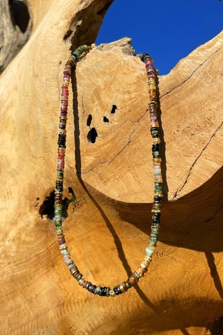 Collar bañado en oro fino amarillo - Turmalina