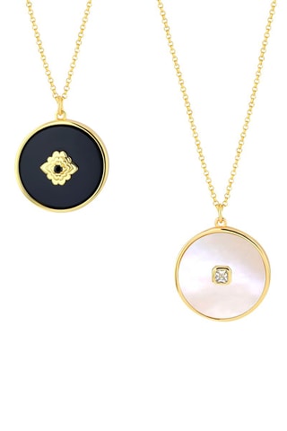 Collar reversible bañado en oro amarillo - Nácar y ónice