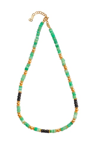 Collar bañado en oro fino amarillo - Crisoprasa y espinela