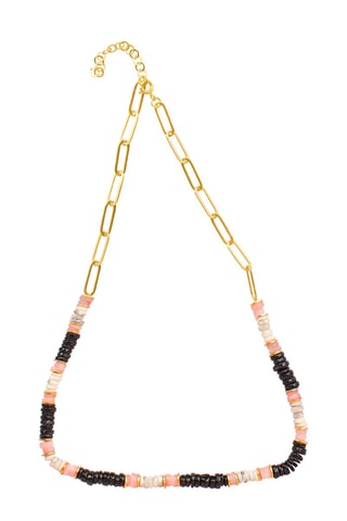 Collar bañado en oro fino amarillo - Ópalo, howlita y espinela