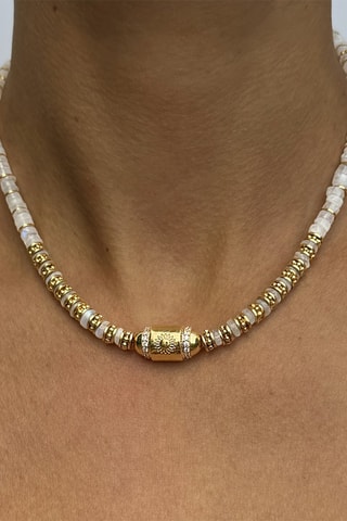 Collar - Chapado en oro amarillo y piedras de luna 