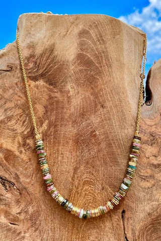 Collar bañado en oro fino amarillo - Turmalinas