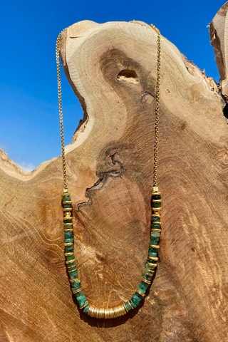 Collar bañado en oro fino amarillo - Esmeraldas