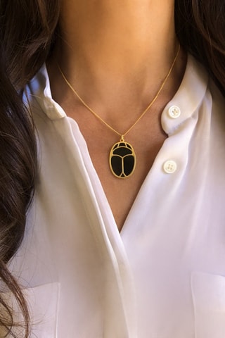 Collar bañado en oro fino amarillo - Ónice