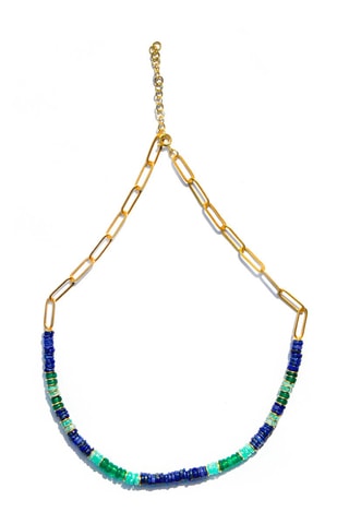 Collar - Chapado en oro amarillo, lapislázuli, ónice y amazonita