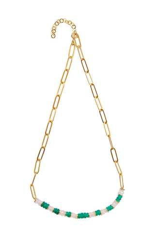 Collar bañado en oro fino amarillo - Ónice y piedra de luna arcoíris