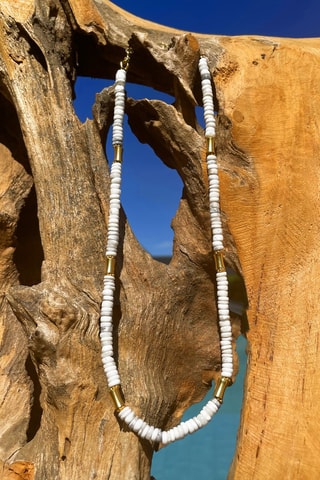 Collar bañado en oro fino amarillo - Howlita