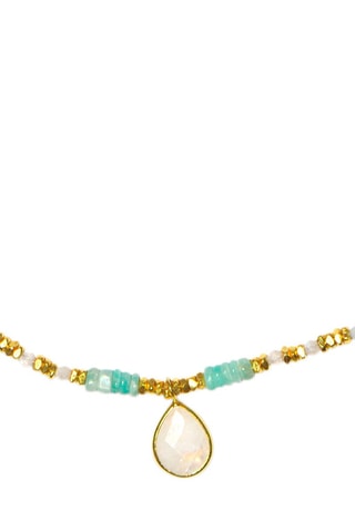 Collar bañado en oro fino amarillo - Ópalos, turquesas, amazonitas y piedras de luna