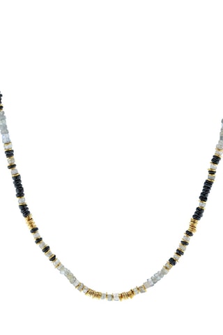 Collar bañado en oro fino amarillo - Labradoritas y ónice