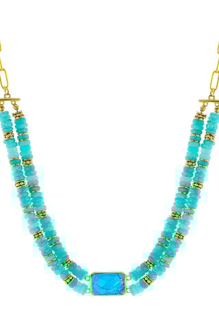 Collar bañado en oro fino amarillo - Amazonitas y turquesa