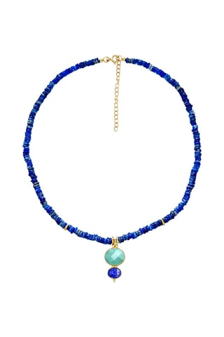 Collar - Chapado en oro amarillo, amazonita y lapislázuli