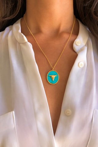 Collar bañado en oro fino amarillo - Turquesa