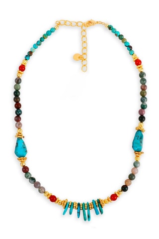 Collar -  Turquesa, ónice y ágata musgo