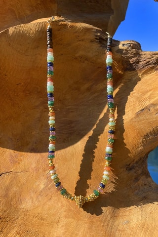 Collar - Ojo de tigre, piedra de luna, ágata, amazonita, aventurina, amatista, lapislázuli, peridoto