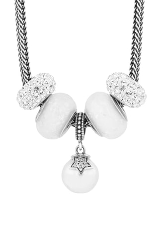 Collar, 4 beads y 1 charm colgante - Plata y cristal de Murano