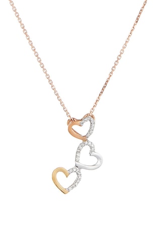 Colgante Corazones de colores  -  Oro rosa, amarillo, blanco y diamantes