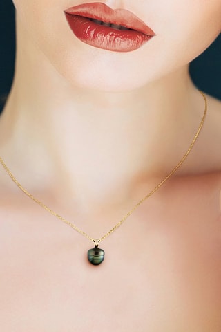 Colgante - Oro amarillo y perlas cultivadas de Tahití