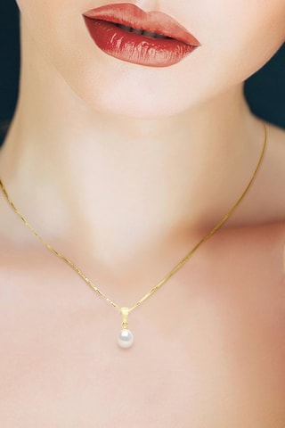 Colgante - Plata chapada en oro amarillo y perla de agua dulce