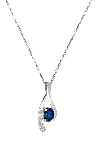 Pendentif Lana - Or blanc, diamants et saphir