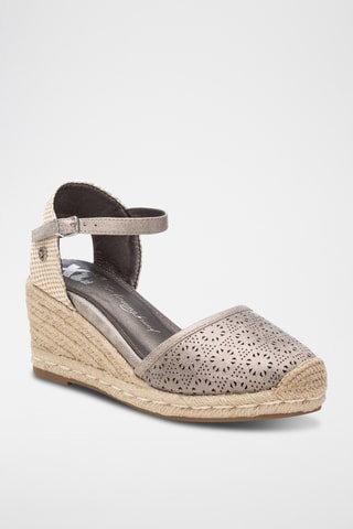 Espadrilles compensées - Gris foncé et beige