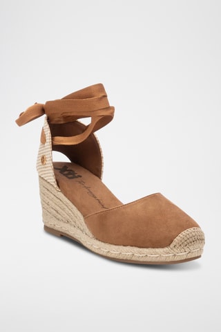 Espadrilles compensées - Camel et écru