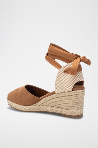 Espadrilles compensées - Camel et écru
