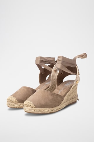 Espadrilles compensées - Taupe et écru