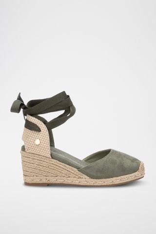 Espadrilles compensées - Kaki et écru