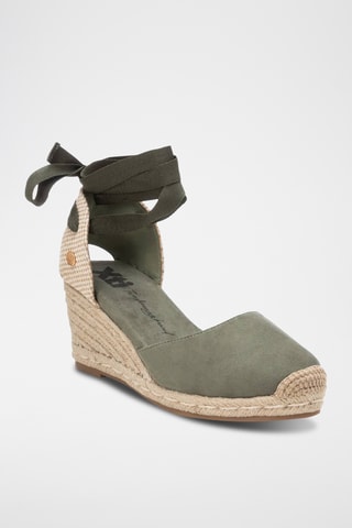 Espadrilles compensées - Kaki et écru