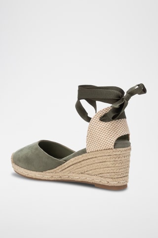 Espadrilles compensées - Kaki et écru