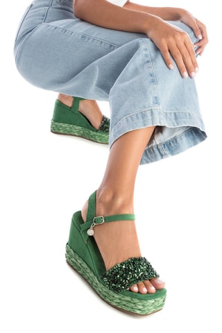 Sandales compensées - Vert foncé