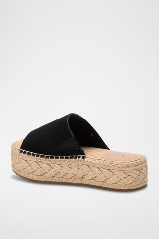 Mules plateformes en nubuck - Noir