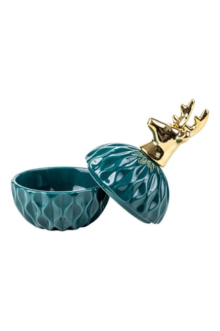 Joyero de cerámica Bristol - Verde oscuro y dorado