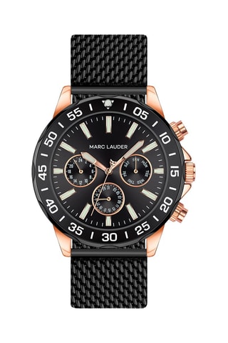 Reloj de cuarzo de acero Milan - Negro y rosa dorado