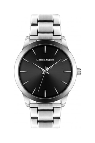 Reloj de cuarzo de acero Lyon - Plateado y negro