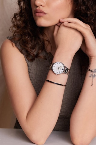 Reloj de cuarzo de acero y nácar Oyster