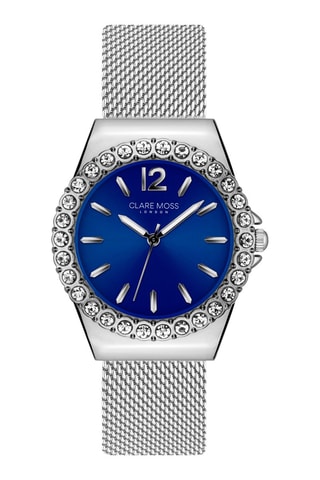 Reloj de cuarzo de acero y circones Opera - Plateado y azul