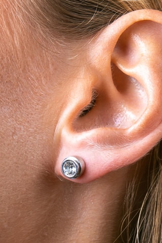 Estuche reloj de cuarzo y pendientes de cristal verdadero