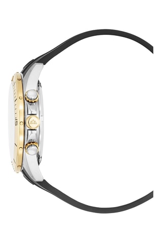 Montre à quartz en acier et bracelet - Chronographe - Noir et doré