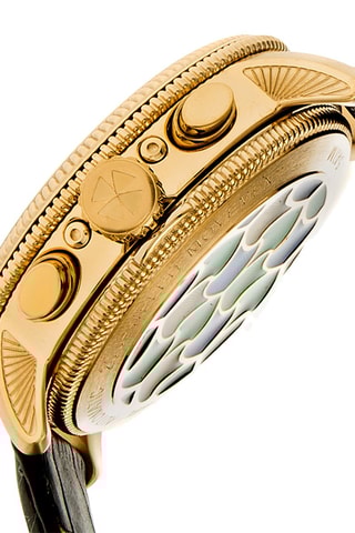 Reloj automático de piel Aura - Negro y dorado