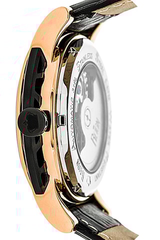 Reloj automático de piel Stavros  -  Negro y rosa dorado