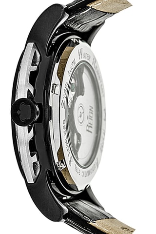 Reloj automático de piel Stavros  -  Negro y plateado