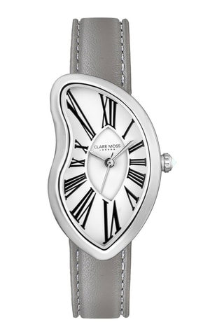 Reloj de cuarzo de piel bovina y nácar Old money - Gris y blanco