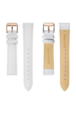 Reloj de cuarzo de piel  - Blanco y rosa dorado