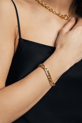 Estuche reloj de cuarzo chapado en ion de oro amarillo, nácar y diamante y pulsera de eslabones Marie Rose