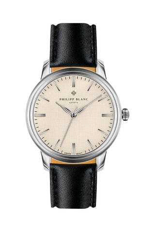 Reloj de cuarzo de piel - Negro y plateado