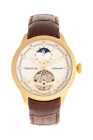 Reloj automático de piel Gregory Heritor - Marrón y dorado