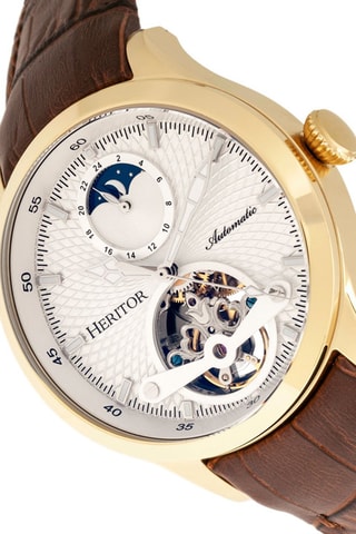 Reloj automático de piel Gregory Heritor - Marrón y dorado